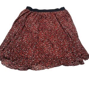 EVRI Women's Rust Brown Animal Print Pleated Midi Skirt Size 22W